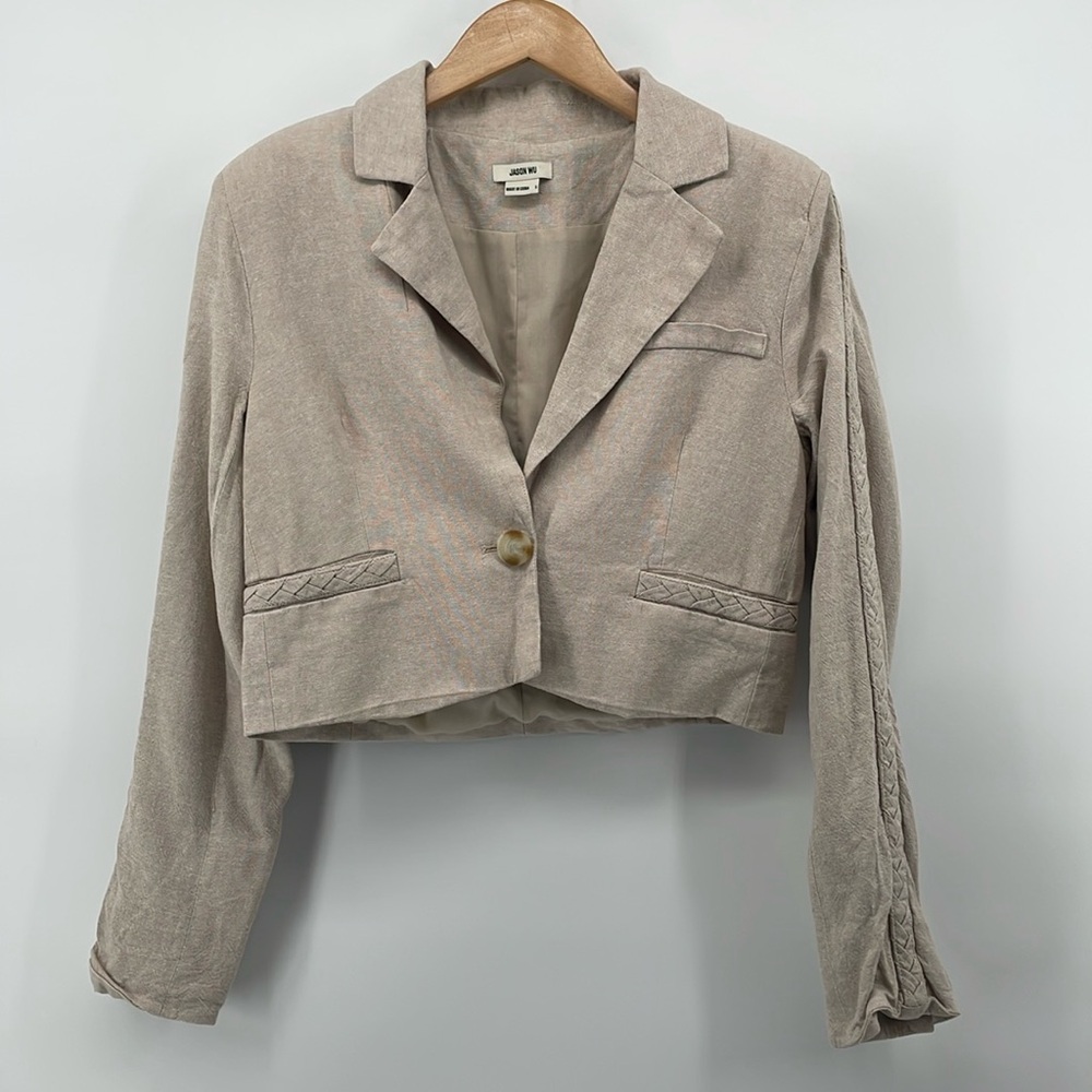 Jason Wu Linen Blend Blazer in Cream S A6